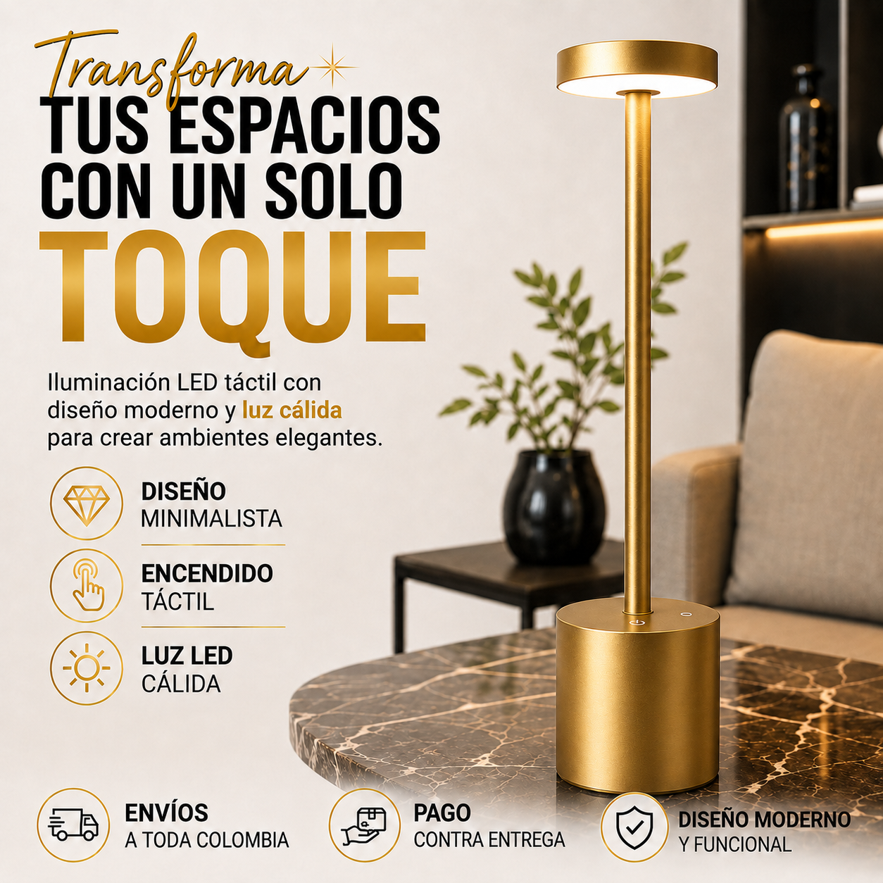 🌈✨ Lámpara Decorativa Multicolor Táctil 💡🎨