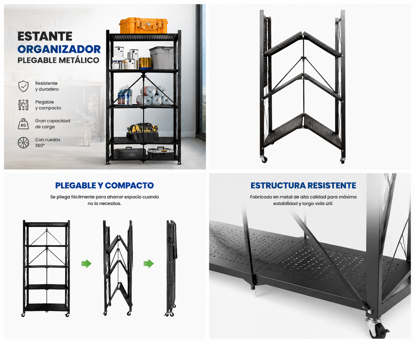 Maximiza tu espacio y orden en casa 🏠 – Estante Organizador Plegable Metálico